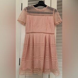 Aqua Blush Pink Lace Fit & Flare Dress